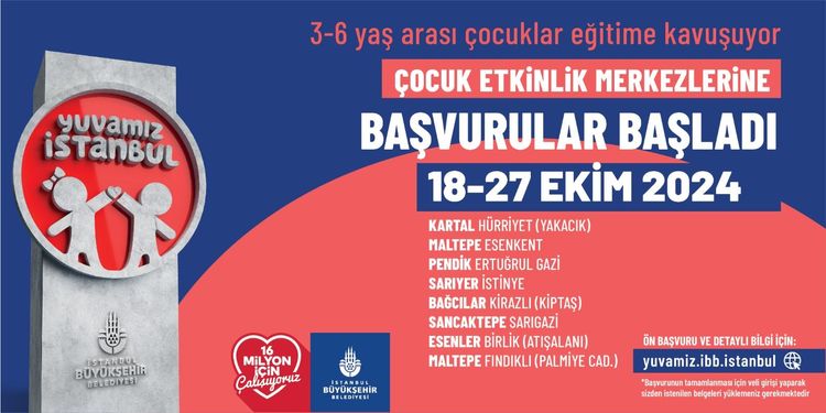 Yuvamız İstanbul’un 8 Yeni Merkezi İçin Başvurular Başladı